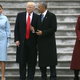 Melania and Donald Trump with Barack and Michelle Obama at Trump’s inauguration last January (Pool photo)